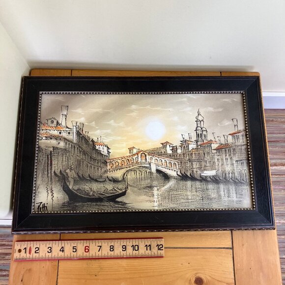 Venice Italy Gondolier Rialto Bridge Art Printed on Canvas Gondola Boat Petti - Picture 5 of 6